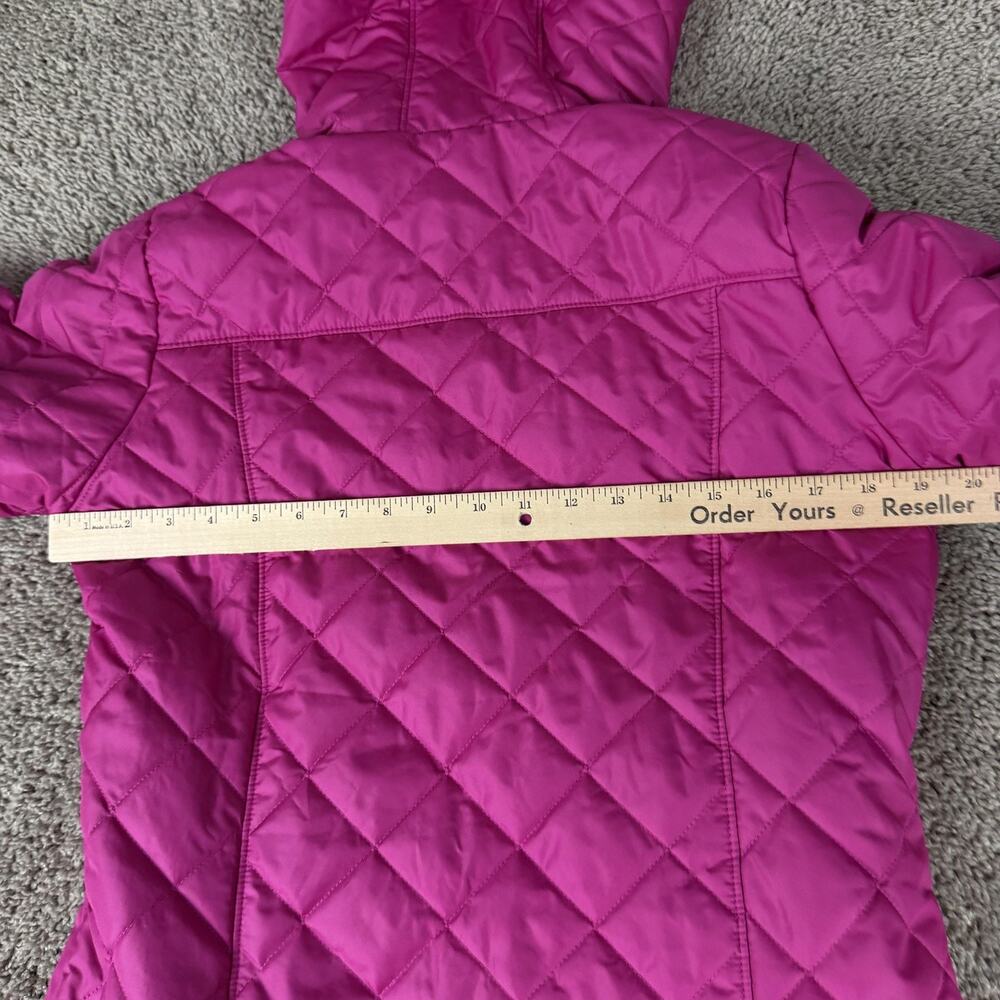 Columbia Jacket Womens Medium Pink Quilted Hooded Fleece Lined Full Zip Warm - Picture 11 of 13